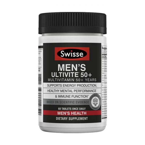 Swisse Men's Ultivite 50+, Vitamin tổng hợp cho Nam, Chai 60 viên