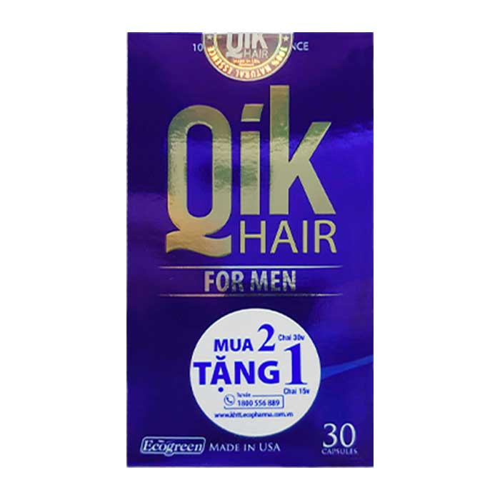 Qik Hair For Men Ecogreen 30 viên - Viên uống hỗ trợ mọc tóc cho nam giới