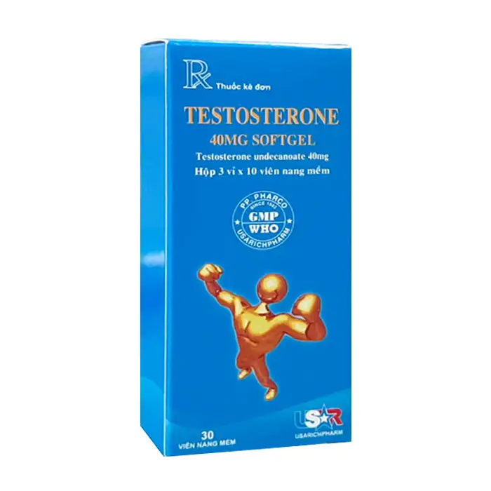 Testosterone 40mg Softgel Usarichpharm 3 vỉ x 10 viên
